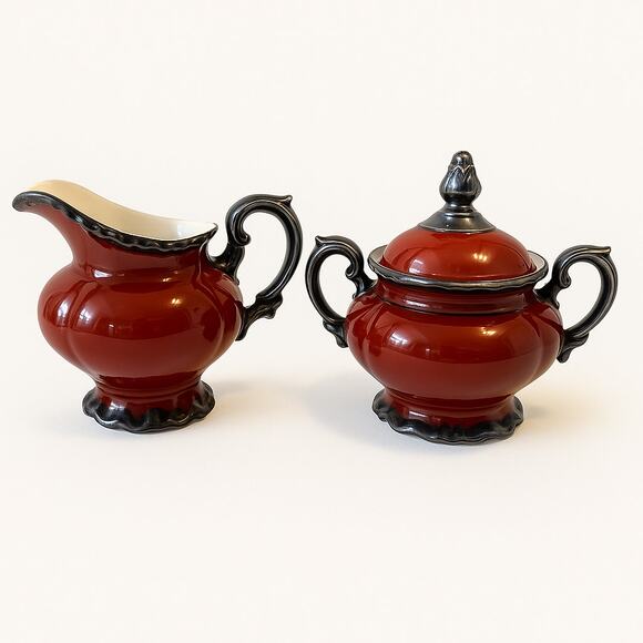 Johann Seltmann Other - Johann Seltmann Bavaria Red Creamer & Sugar Bowl Set Vohenstrauß Germany